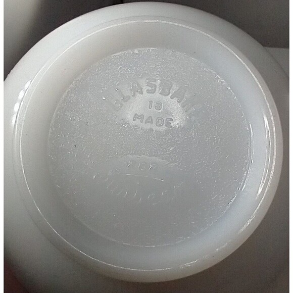 VTG GLASSBAKE MADE for SUNBEAM 6.5" WHITE GLASS MIXING BOWL # 13 - Picture 11 of 16